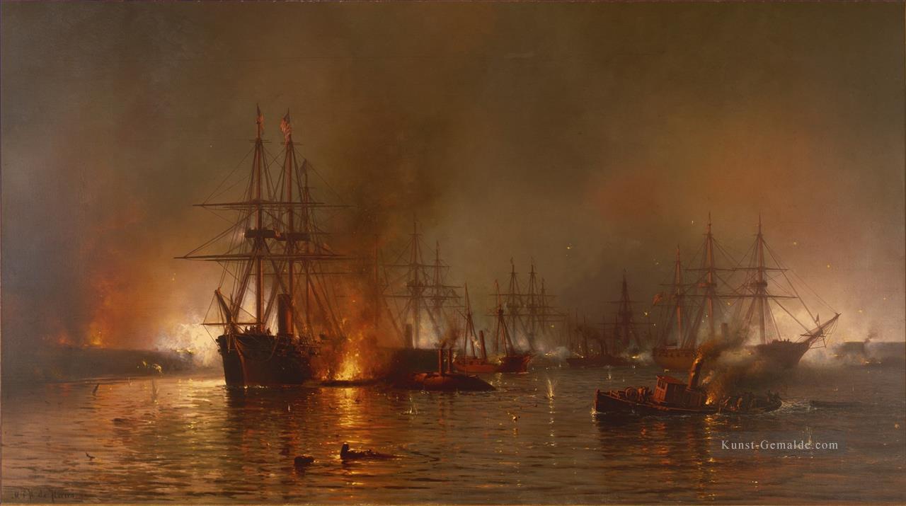 Mauritz de Haas Farragut s Flotte vorbei an den Forts unter New Orleans Seeschlachten Ölgemälde